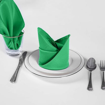 Cupuamon Cloth Napkins 20x20 inch Washable Polyester Dinner Napkins Soft Table Napkins for Wedding Party Dining Banquet(Emerald,50PCS)
