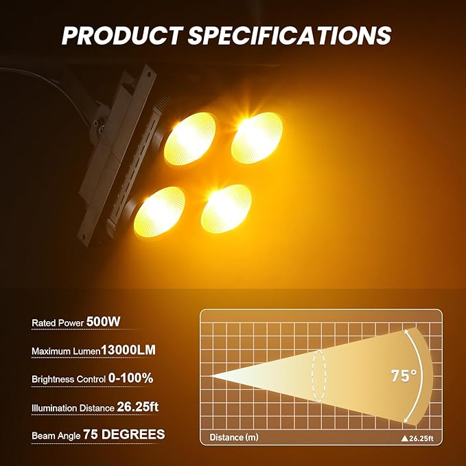 Betopper 4x100w Blinder Stage Spotlight,Cob Led DMX Satge Lights,4 Eye Matrix Par Lights'for Stage Lighting,Cold White+Amber Color Party Lighting'Dj Disco Light for Wedding Photostudio Theater