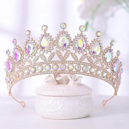FORSEVEN Crystal Tiaras and Crowns for Women - Wedding and Birthday Party Princess Crown Hair Accessories - Bride Rhinestone Headband Halloween Decorations Hairband