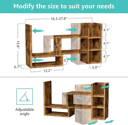 Desk Shelves Desktop Organizer Shlef - Rustic Office Organization for Top of Desk Organizers and Accessories Corner Bookshelf Table Top Shelving Small Hutch Decorations for Office
