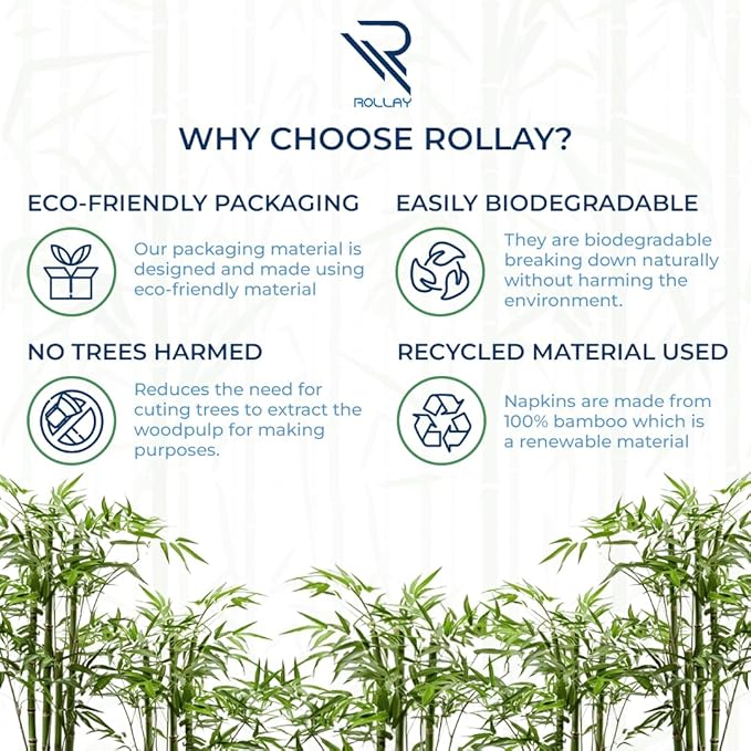 300 Bamboo Cocktail Napkins - FSC Certified 2-Ply Compostable Napkins Disposable for Home or Commercial Use - 5x5 inch folded Biodegradable Paper Napkins for Dinner and Party