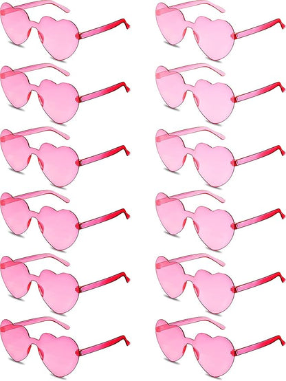 Flutesan 60 Pairs Heart Sunglasses Pink Heart Shaped Rimless Sunglasses Transparent Frameless Glasses Candy Color for Party Favor Cosplay