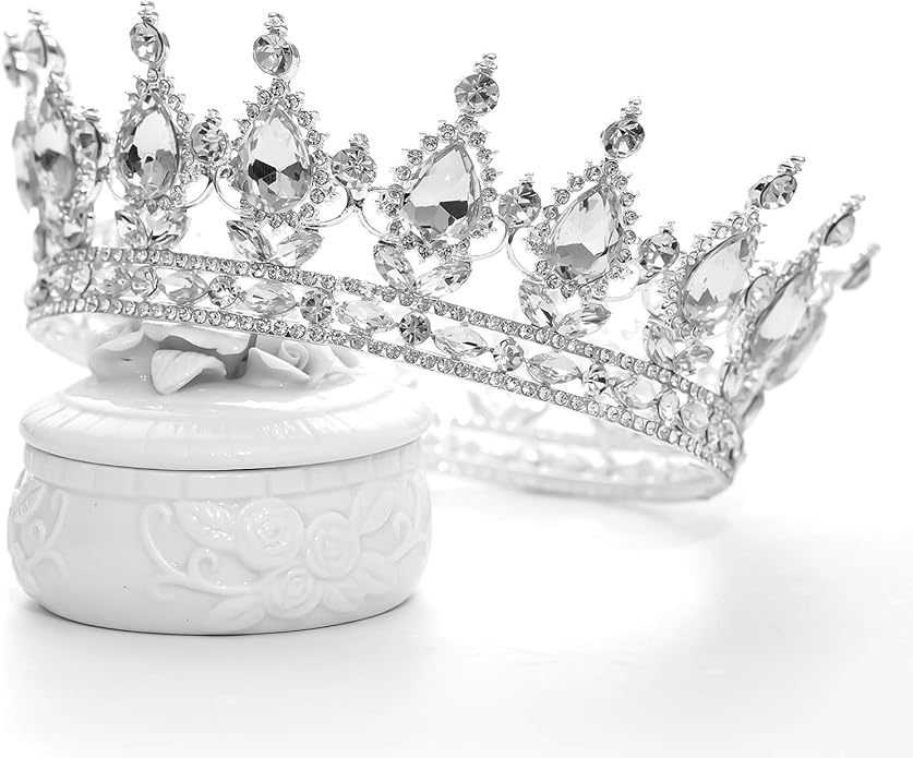 FORSEVEN Queen Crown Rhinestone Wedding Crowns and Tiaras for Women Costume Party Hair Accessories Princess Birthday Crown Crystal Bridal Crown Christmas Decorations Headband