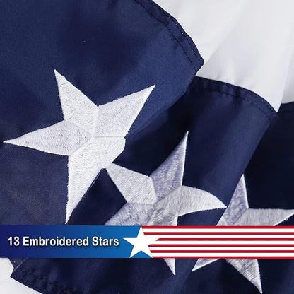 SYII Bunting Flag 3x6 Feet Outdoor (2 PCS), Embroidery Stars American US Bunting Flags with 3 Brass Grommets, Patriotic Half Fan Banner for Fourth of July Decor, 4th of july Decorations Outdoor