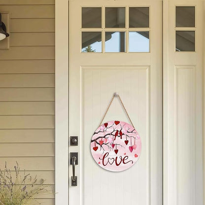 Valentine's Day Love Pink Welcome Door Sign 12x12 Red Love Heart Bird Decorations Door Hanger Rustic Wooden Hanging Wall Plaque Sign Happy Valentines Day Wreath for Front Door Porch Housewarming Gifts