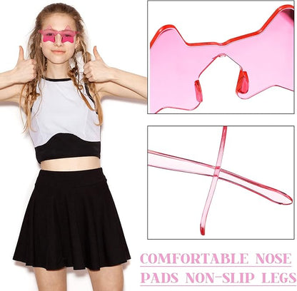 Cindeer 40 Pairs Rimless Star Shape Sunglasses Colorful Transparent Sunglasses Pentagram Glasses for Party