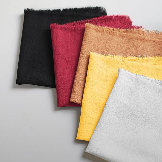 Handmade Cloth Napkins 100% Cotton Napkins with Fringe，Delicate Handmade Cloth Napkins for Dinners, Parties, Weddings and More，(18 x 18 Inch Set of 6) - Yellow