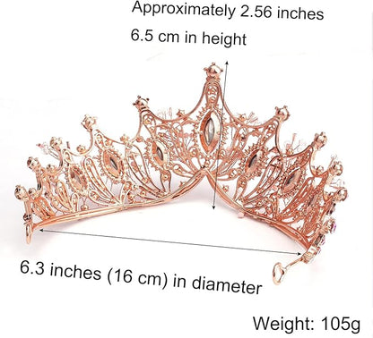 COCIDE Rose Gold Tiara and Crown for Women Crystal Headband for Girls Mermaid Queen Head Band Princess Hair Accessories for Birthday Party Bride Wedding Prom Halloween Costume Cosplay