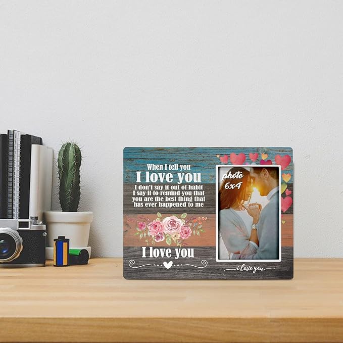 KU-DaYi When I Say I Love You More Picture Frame, Couples Picture Frames, Couple Picture Frame Birthday Anniversary Wedding Gifts for Couples Wife Husband - F062
