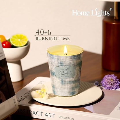 HomeLights Soy Wax Candles for Home Scented, 1-Wick Candles in Lavender Eucalyptus Scented, Aromatherapy Candles Gift for Parties, Relaxing, Scandinavian Minimalist Design, 6.7oz