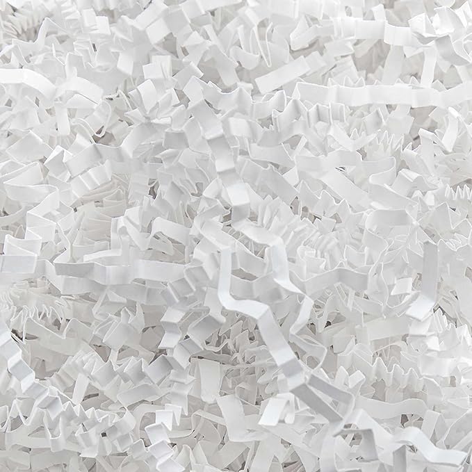 Caleihd 1/2 LB Crinkle Cut Paper Shredded Filler Paper for Gift Baskets Gift Box Confetti Paper Shreds Decoration Stuffing for Birthday, Weddings, Anniversaries, Christmas Wrapping White