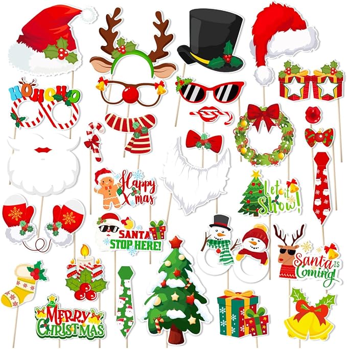 20Pcs Snowman Photo Booth Props Winter Wonderland Snow Frozen Photo Booth Props Pink and Blue Snow Frozen Booth Props