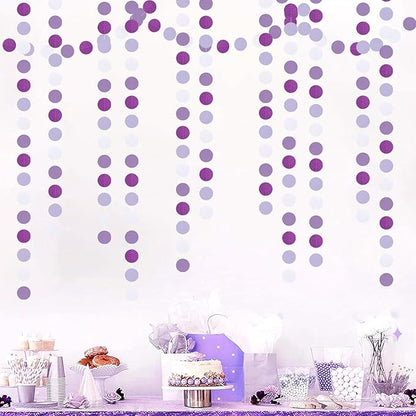 Purple-Lavender White Anniversary Party-Decoration Garland - 52Ft Women Girl Birthday Streamers Baby Bridal Shower Banner Wedding Engagement Bachelorette Graduation Lasting Surprise
