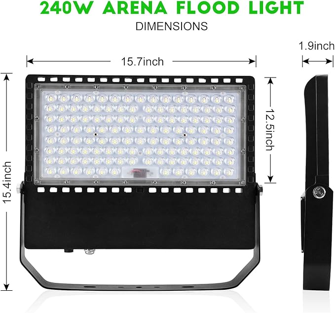 Juyace Led Stadium Flood Light Outdoor 36000Lm 1500W Equivalent Super Bright Commercial Area Lighting 100-277V 5000K Daylight IP65 Waterproof Arena Lights for Sport Fields and Courts