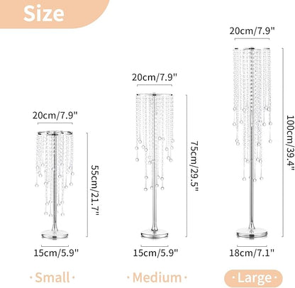 NUPTIO Silver Vases for Centerpieces Wedding - 10 Pcs 39.4in Tall Vase for Tables - Flower Stand Chandelier for Weddings