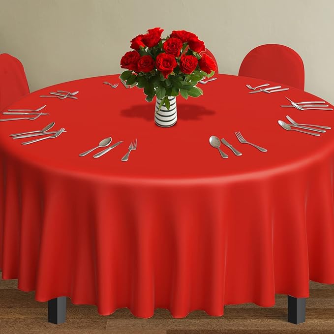 MASHAN 12 Pack 4th of July Plastic Tablecloth, Red White and Blue Patriotic Disposable Tablecloth, Waterproof Round Table Cover for Independence Day Memorial Day Veterans Day Decorations, 84 Inch