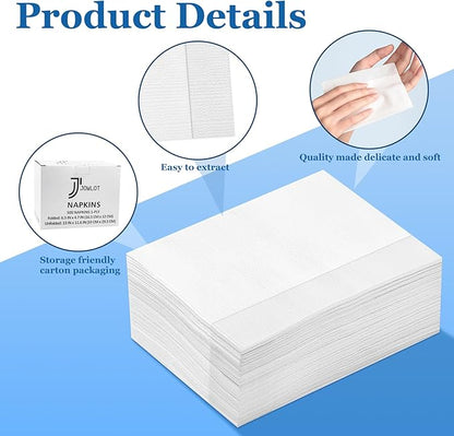 Disposable Fold Napkins, 13"x11.6" 1-Ply 500 Count Paper Dinner Napkins, White Napkins Bulk for Restaurants and Cafes