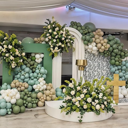 Sage Green Brown Balloon Arch Kit, 122Pcs Avocado Dusty Green Apricot Sand White Tan Balloons for Boy Girl Neutral Safari Baby Shower Woodland Birthday Dinosaur Party Summer Decorations