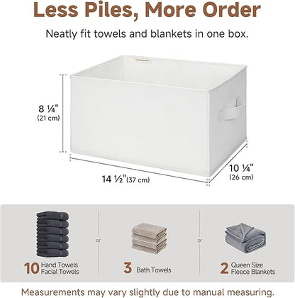StorageWorks Collapsible Shelf Baskets, Storage Bins for Clothes, Closet Organization and Storage, White, 3-Pack, Large