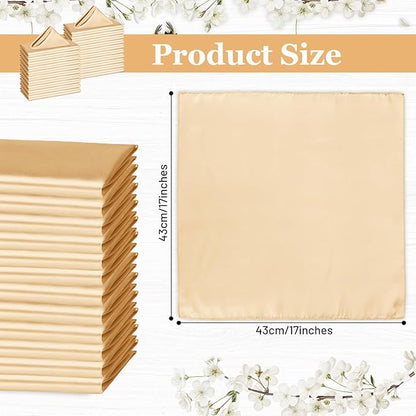 Bailarina 40 Pack Gold Satin Napkins,17x17 Inches Wedding Napkins Square Soft Silky Table Napkins Bulk Decorative Elegant Cloth Napkin for Party Decoration, Banquet,Wedding,Graduation