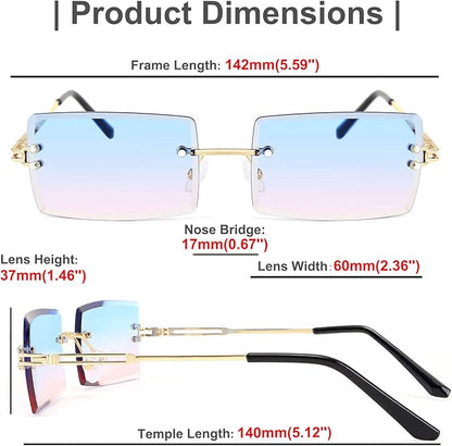 FEISEDY Vintage Rimless Sunglasses Rectangle Frameless Candy Color Glasses Women Men B2642