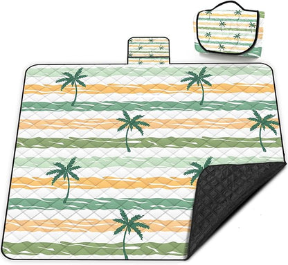 Extra Large Picnic Blanket Waterproof,80"x 80"Foldable Machine Washable Beach Blanket,Outdoor Blanket for 6-8 Adults,Suitable for Indoor Crawling,Park Beach,Camping,Hiking,Family Travel(Yellow)