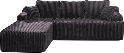 Hobestluk Modular Sectional Sofa Couches L-Shape Couch 3 Seat Modular Sofa Memory Foam Sectional Couches for Living Room, Cloud Couch with Oversized Chaise (108" Left Facing Chaise)