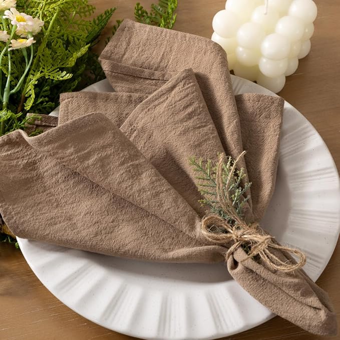Socomi Cloth Napkins Nude Fall Thanksgiving Washable Reusable Bulk Linen Cotton Napkins Set of 10 17"x17" for Wedding Party Bridal Baby Shower Birthday Dining Table Decorations