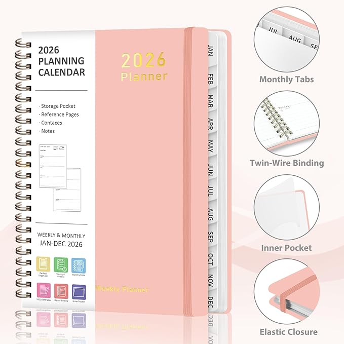 2026 Planner, Weekly and Monthly Calendar Academic Planner, Jan 2026 - Dec 2026, 8.5‘’ x 11'', Planning Agenda Book for Desk Accessories and School Supplies - Letter Size