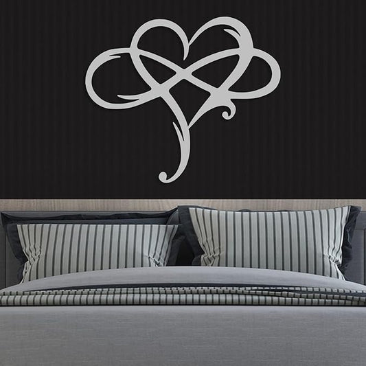 Infinity Heart Metal Wall Art for Home Decor, Eternal Love Sign Steel Wall Plaque, Home Wedding Decor, Eye-Catching Addition to Living Room, Above Bed Decor for Bedroom Ornaments