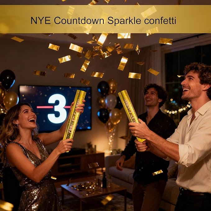 5 Pack Confetti Poppers gold– 12 Inch Confetti Blaster for Birthday, Graduation, and New Year’s Eve Celebrations – Best Party Poppers for Unforgettable Parties!