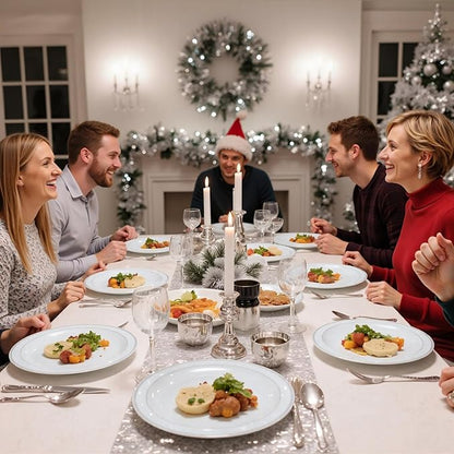 WELLIFE 350Pcs Silver Plastic Plates for 50 Guests - Disposable Dinnerware Set, Christmas Party Supplies Includes 100 Silver plates,150 Silverware,50 Napkins,50 Cups,Christmas Plates Disposable