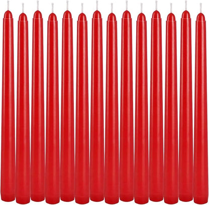 14 Pack Tall Taper candles-10 inch Red Unscented Candles with 8-Hour Burn Time for Christmas, Weddings, New Year Celebrations, Festive Gatherings