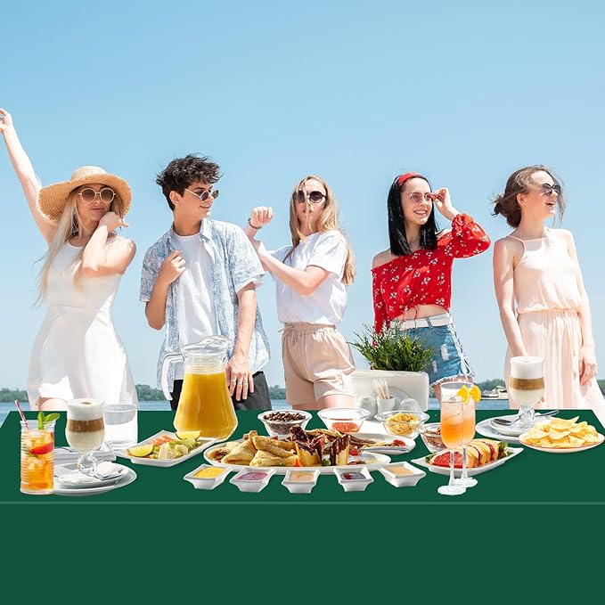 WNINK 6 Pack Dark Green Plastic Tablecloths 54" x 108" Rectangular Table Covers for Weddings, Bridal Showers, Birthdays, Parties