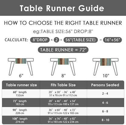 Emvency Farmhouse Table Runner, Vintage Green and Brown Art Painting for Kitchen Coffee Table Family Dinners Holiday Parties Wedding Events Decor(13x72 inch)