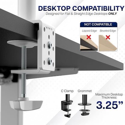 VIVO Dual Ultrawide Monitor Desk Mount, Heavy Duty Fully Adjustable Steel Stand, Holds 2 Computer Screens up to 38 inches and Max 22lbs Each, White, STAND-V038W