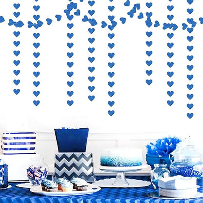 Royal Blue Party-Decoration Heart Garland - 52ft 21st Birthday Bachelorette Hanging Backdrop Streamers,Graduation Engagement Wedding Christmas Banner Decor Supplies Lasting Surprise