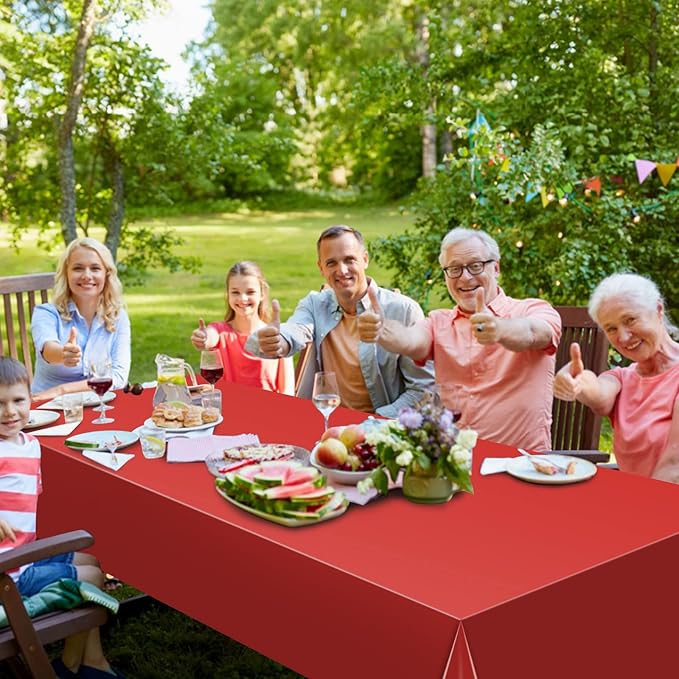 12 Pack 4th of July Tablecloths, Red White and Blue Disposable Plastic Tablecloth, Rectangle Table Cover for Patriotic Independence Day Memorial Day Veterans Day Party Decorations, 54 x 108 Inch