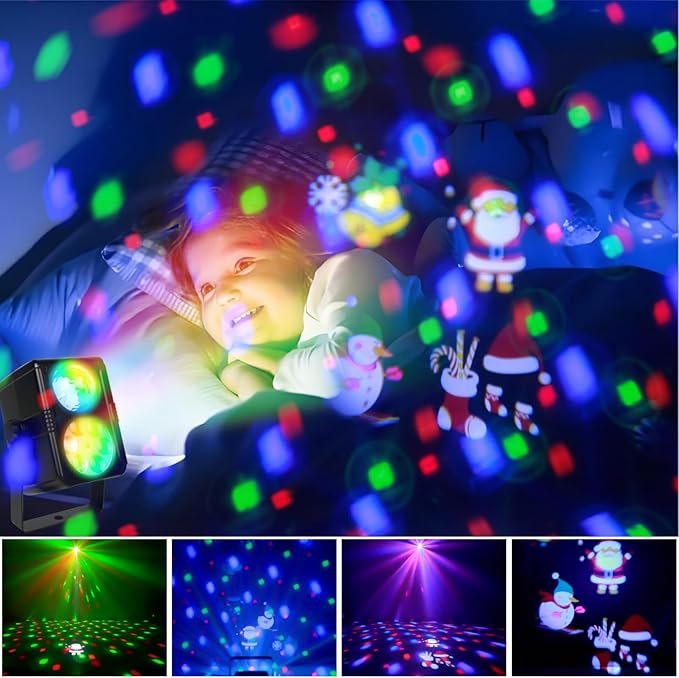 YSH Disco Ball Strobe Lights, Sound Control Party Lights with Remote DJ Lighting for Family Room Prom Birthday Karaoke, New Year's Eve Christmas Decoration（Animation is a Christmas Element）