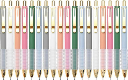 Linbsunne Ballpoint Pens Black Medium Point 1mm with Super Soft Grip Ball Point Pen for Men Women Retractable(gold-18 pcs)