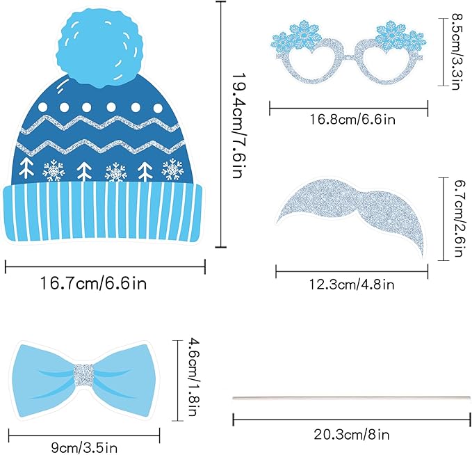 41 Pcs Winter Wonderland Photo Booth Props Snowflake Photo Booth Props Winter Wonderland Party Decorations for Winter Holiday Christmas Party Supplies