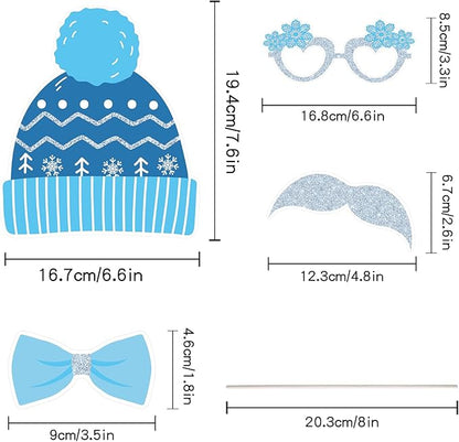 41 Pcs Winter Wonderland Photo Booth Props Snowflake Photo Booth Props Winter Wonderland Party Decorations for Winter Holiday Christmas Party Supplies