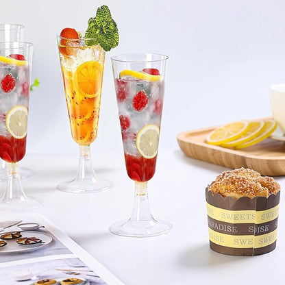 SUREHOME Plastic Champagne Flutes Disposable Champagne Glasses 20 Pack 5 Oz Clear Plastic Mimosa Glasses Acrylic Wedding Toasting Cups for New Years Eve Party Supplies 2026 Christmas Bar Cocktail Cups