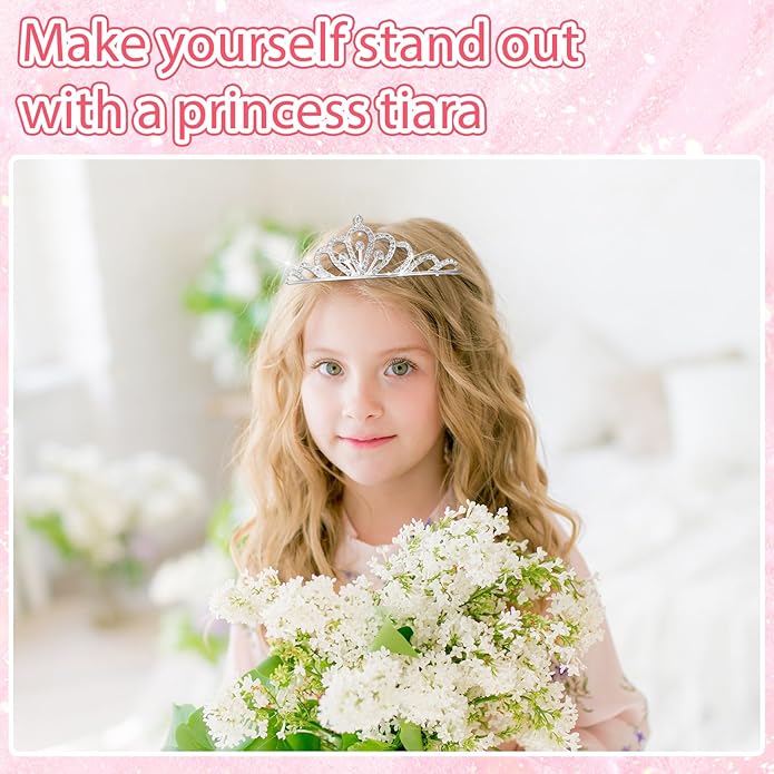 Tondiamo 30 Pcs Tiaras Bulk for Girls Princess Crown Rhinestone Tiaras Bendable Adjustable Headband for Kid Hair Accessory