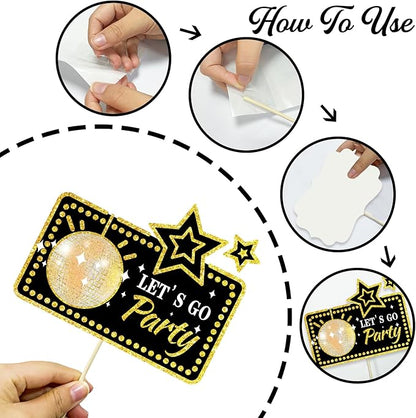 Generic 23 Pcs Homecoming Photo Booth Props Kit - Funny Homecoming Dance Party Photo Booth Props for High School or College Homecoming Party Decorations Supplies Favors, Black Gold Selfie Props