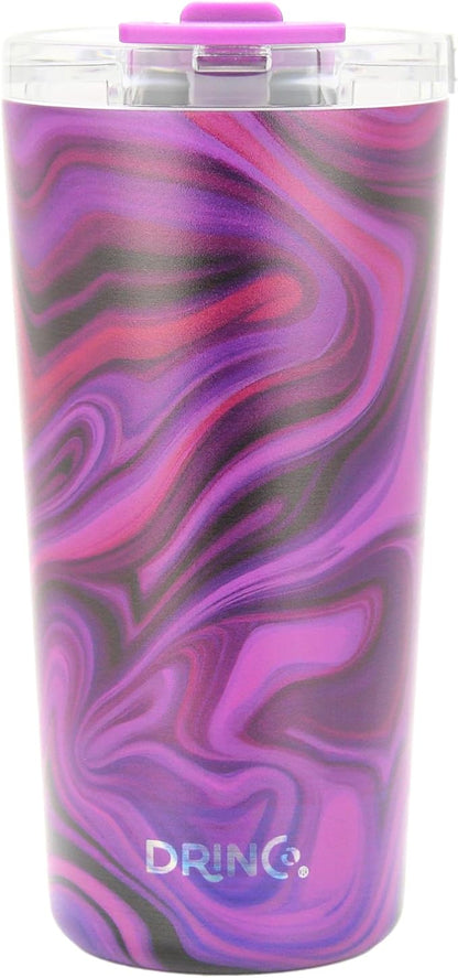 Drinco - 20 oz Stainless Steel Tumbler | Double Walled Vacuum Insulated Mug With Lid, 2 Straws, For Hot & Cold Drinks (20oz Purple Swirl)