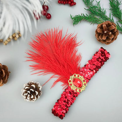 Feather Headpiece Sequins Headbands 1920s Flapper Showgirl Headpieces for Women Girls Carnival Party Accessories