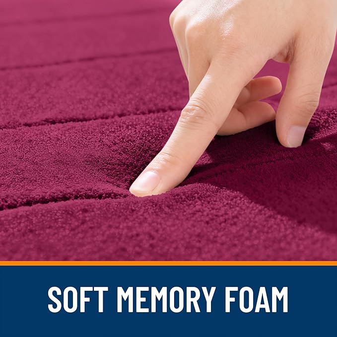 OLANLY Memory Foam Long Bathroom Rugs Runner 47x20, Super Soft Absorbent Bath Mat, Quick Dry, Machine Washable Shower Floor Rugs, Bathmat Carpet, Bathroom Home Decor Accessories, Burgundy