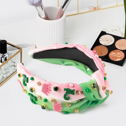PANTIDE Witch Musical Jeweled Knotted Headband - Witch Musical Fan Gift Glitter Pink Crown Green Boots Rhinestone Crystal Embellished Headband Fashion Accessories Birthday for Women Girl (Crown Boots)