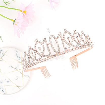 CIEHER 101th Birthday Decorations for Women: Crown, Sash, Pearl Pin - Fabulous 101st Birthday Tiara